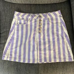 Purple and White Striped Skirt